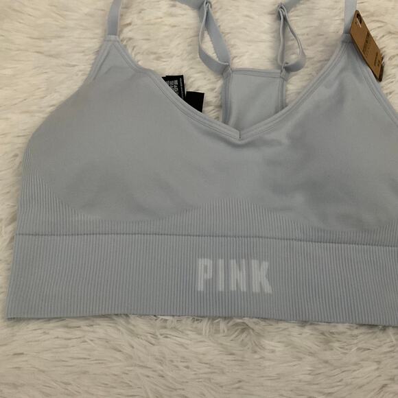 PINK Active Powder Blue Seamless Low Impact Padded Sports Bra - Medium - NEW - Picture 2 of 7
